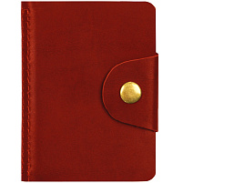 Визитница OfficeSpace 312565 карманная на кнопке, 10*7 см, 18 карманов, натуральная кожа, красный