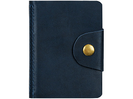 Визитница OfficeSpace 312566 карманная на кнопке, 10*7 см, 18 карманов, натуральная кожа, темно-синий