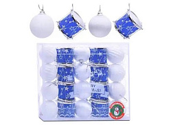 Набор новогодних украшений S1673 Метельца, белые и голубые 5см*20шт