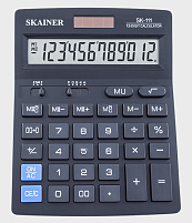Калькулятор SKAINER SK-111 настольный, 12 разр., двойное питание, 140*176*45мм, черный