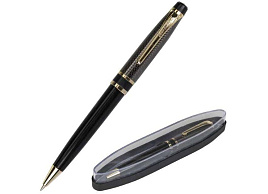 Ручка BRAUBERG 143483 шариковая Sonata, СИНЯЯ, корпус золотистый с черным, линия письма 0,5 мм