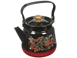 Чайник эмаль 3,5л С2716.38 красно-черный декор