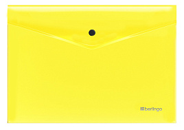 Папка-конверт с кнопкой Berlingo EFb_A4390 "Neon" А4, 200мкм, прозрачная желтый неон