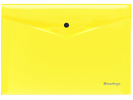 Папка-конверт с кнопкой Berlingo EFb_A4390 "Neon" А4, 200мкм, прозрачная желтый неон