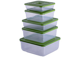 Набор контейнеров для продуктов 5пр (0,5+0,85+0,9+1,5+2,3л) Практик С88751