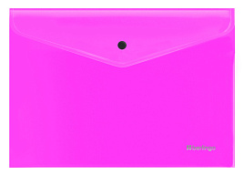 Папка-конверт с кнопкой Berlingo EFb_A4391 "Neon" А4, 200мкм, прозрачная розовый неон