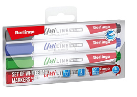 Набор маркеров Berlingo BMc_30509 для досок "Uniline WB300" 04цв., пулевидный, 3мм, PET