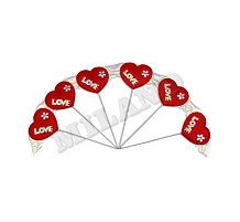 Сувенир T3926 Сердце на палочке "LOVE" 6шт