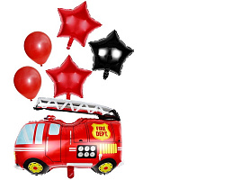 Набор шаров надувных 6шт Пожарная машина 359-0506