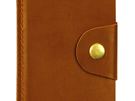 Визитница OfficeSpace 312567 карманная на кнопке, 10*7 см, 18 карманов, натуральная кожа, светло-коричневый