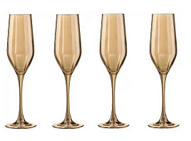 Набор бокалов для шампанского P9307/0261 Золотой мед 160мл 4шт