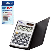 Калькулятор Staff карманный STF-1008 металлический, 8 разрядов, двойное питание, 103х62мм