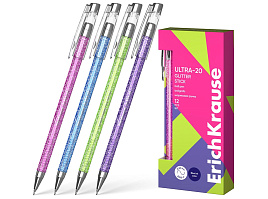Ручка Erich Krause 61032 ULTRA-20 Stick Glitter 0.7, Super Glide Technology, цвет чернил синий