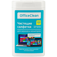 Салфетки чистящие OfficeClean 307370 для экранов и мониторов, 100шт. (малая плоская туба)