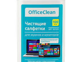 Салфетки чистящие OfficeClean 307370 для экранов и мониторов, 100шт. (малая плоская туба)