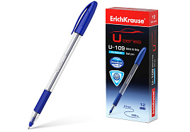 Ручка Erich Krause 53742 U-109 Stick&Grip Classic 1.0, Ultra Glide Technology, цвет чернил синий