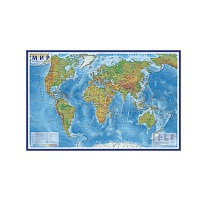 Карта Мира физическая Globen КН023 1:29млн., 1010*660мм, интерактивная, европодвес