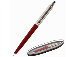 Ручка BRAUBERG 143485 шариковая Soprano, СИНЯЯ, корпус серебристый с бордовым, 0,5мм