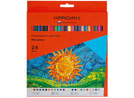 Карандаши цветные 24цв. Красин КР-240300 "Мозаика", шестигран., заточен., картон, европодвес