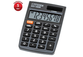 Калькулятор Eleven карманный SLD-100NR 8 разрядов, двойное питание, 58*88*10мм, черный
