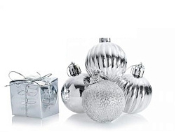 Набор новогодних украшений S0126-1 шары, подарки. серебро