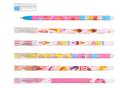 Ручка Пиши-Cтирай МС-6025 синяя, гелевая, "ДЕСЕРТ" цветной корпус с рисунком /ассорти/ толщина пишущего наконечника-0,5 mm
