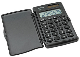Калькулятор Uniel карманный UK-14 8 разрядов, двойное питание, 190х60х10