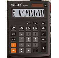 Калькулятор SKAINER SK-208 настольный, 8 разр., двойное питание, 103*137*31мм, черный
