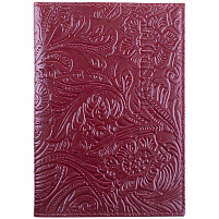 Обложка на паспорт OfficeSpace KPs_2273/181764 кожа тип 2.2, красный, тиснение цветы