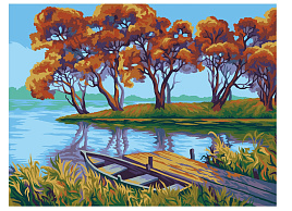 Набор для раскрашивания по номерам ТРИ СОВЫ КК_53770 "Осенний пейзаж", 30*40, с акриловыми красками и кистями