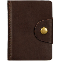 Визитница OfficeSpace 312564 карманная на кнопке, 10*7 см, 18 карманов, натуральная кожа, темно-коричневый