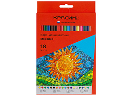 Карандаши цветные 18цв. Красин КР-180300 "Мозаика", шестигран., заточен., картон, европодвес