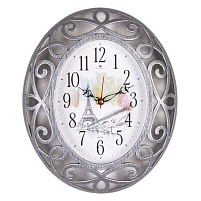 Часы настенные "21 Век" 31*26 3126-011 Париж серые с серебром овал
