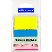 Закладки самоклеящиеся OfficeSpace PM_54071 45*12мм, 3цв.,+ 45*25мм* 1цв., по 20л., неоновые цвета, европодвес
