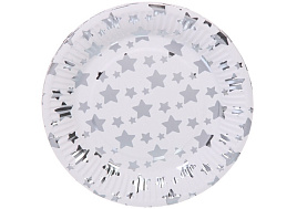Тарелка бумажная 130-689 Звездной сияние, серебро (10шт)