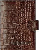 Обложка на паспорт OfficeSpace 222067 терракот крокодил, иск.кожа+изолон, с кнопкой, с подкладом