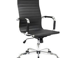 Кресло Helmi HL-E17 "Slim", экокожа черная, хром