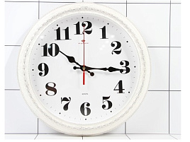 Часы настенные "21 Век" 28,5*28,5 2950-003 Классика белые с серебром круглые