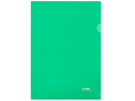 Папка-уголок СТАММ ММ-30945 А4, 180мкм, пластик, прозрачная, зеленая