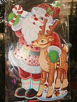 Панно картонное SMR-K-940 Дед Мороз с оленем ср.