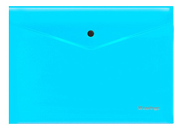 Папка-конверт с кнопкой Berlingo EFb_A4393 "Neon" А4, 200мкм, прозрачная голубой неон