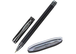 Ручка BRAUBERG 143494 шариковая Magneto, СИНЯЯ, корпус черный с хромированными деталями, линия письма 0,5 мм