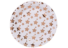 Тарелка бумажная 130-691 Звездной сияние, розовое золото (10шт)