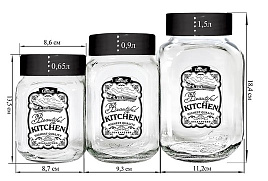 Набор банок для сыпучих стекло 3пр Beautiful kitchen 925-00017/6029