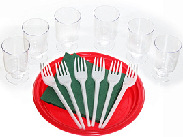 Набор одноразовой посуды 6 персон Праздник (тарелка, рюмка, вилка, салфетка) 863-082/8536