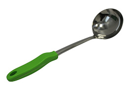 Половник кухонный нержавейка пластиковая ручка зеленая
