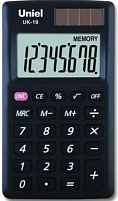 Калькулятор Uniel карманный UK-19 8 разрядов, двойное питание, 102х57х9,5 мм