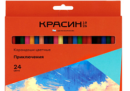 Карандаши цветные 24цв. Красин КР-240200 "Приключения", шестигран., заточен., картон, европодвес