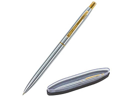 Ручка BRAUBERG 143463 шариковая Brioso, СИНЯЯ, корпус серебристый с золотистыми деталями, линия письма 0,5 мм