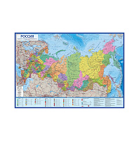 Карта РФ политико-административная Globen КН037 1:8,5млн., 1010*700мм, интерактивная, европодвес
